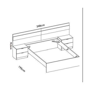 CABEZAL+2 MESITAS NIZA+ARO CAMA 135/140X190CM DEKIT