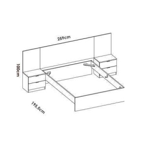 CABEZAL+2 MESITAS 2 CJ+ARO CAMA 135/140X190CM LOMA DEKIT